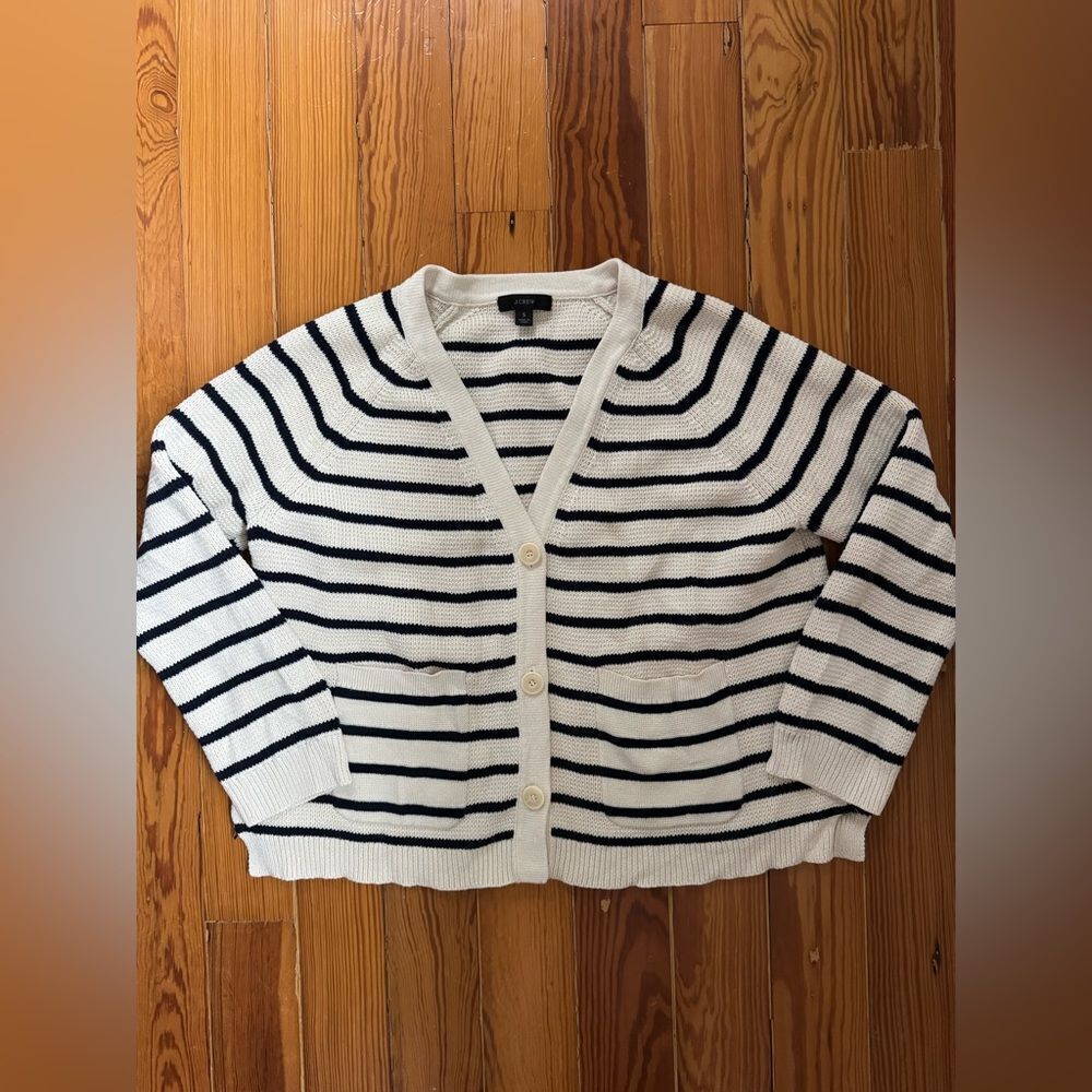 J Crew Striped Cardigan